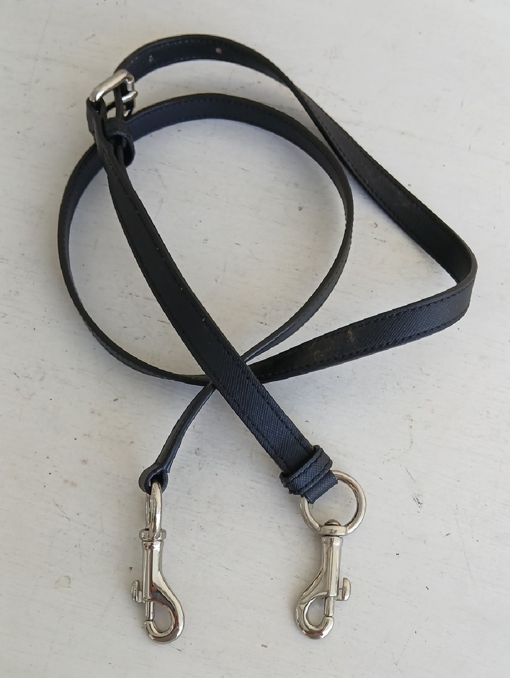 Black Leather Replacement Bag Strap with Silver tone hardware